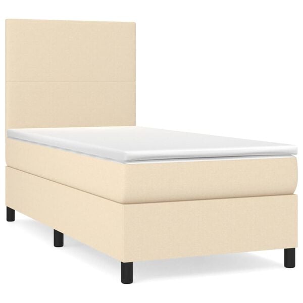vidaXL Cama com molas/colch&atilde;o 100x200 cm tecido cor creme