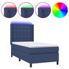 vidaXL Cama box spring c/ colch&atilde;o e LED 90x190 cm tecido azul