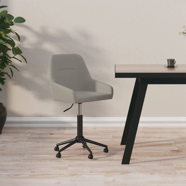 vidaXL Cadeira de escrit&oacute;rio girat&oacute;ria veludo cinzento-claro