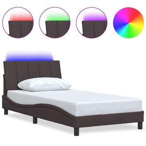 vidaXL Estrutura de cama sem colch&atilde;o Hanko 100x200 cm tecido castanho-escuro