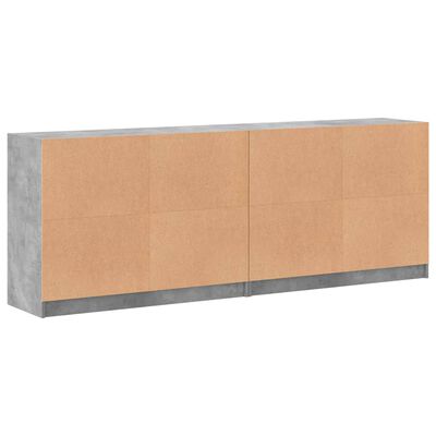 vidaXL Estante c/ portas 204x37x75 cm derivados madeira cinza cimento