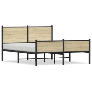 vidaXL Estrutura de cama sem colch&atilde;o 140x190 cm metal carvalho sonoma