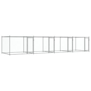 vidaXL Jaula para c&atilde;o com portas 8x2x1,5 m a&ccedil;o galvanizado cinzento