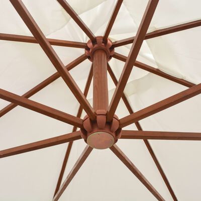 vidaXL Guarda-sol suspenso com mastro de madeira 300x300 cm branco