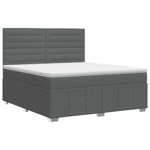 vidaXL Cama box spring com colch&atilde;o Cinzento-Escuro 160 x 200 cm Tecido