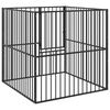 vidaXL Parque para c&atilde;es com 4 pain&eacute;is a&ccedil;o galvanizado preto