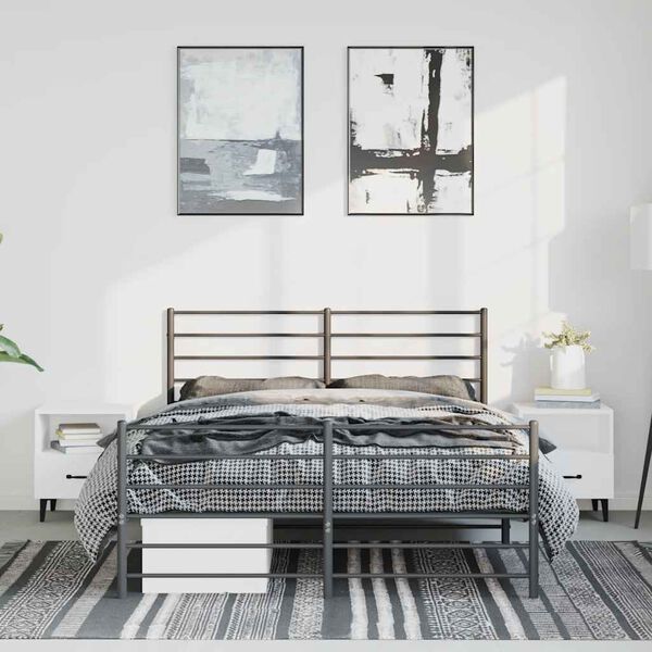vidaXL Estrutura de cama com cabeceira e pés 150x200 cm metal preto