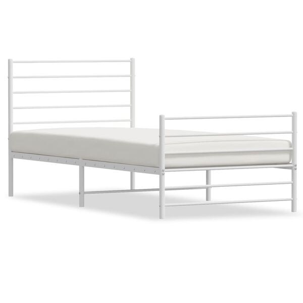 vidaXL Estrutura de cama com cabeceira e p&eacute;s 90x200 cm metal branco