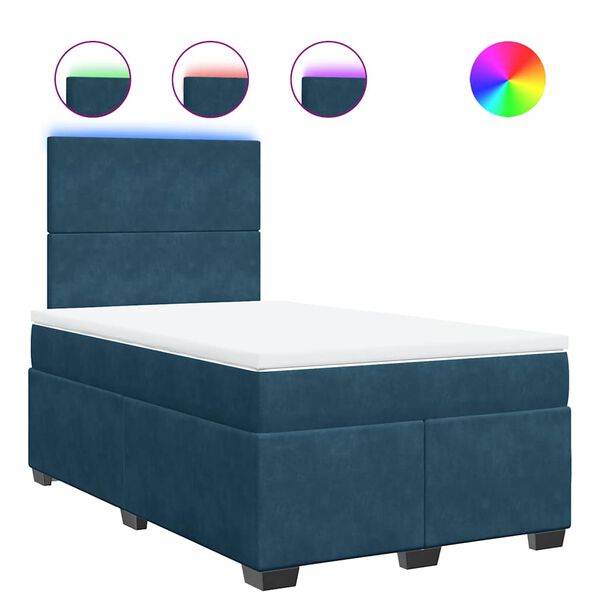 vidaXL Cama boxspring com colch&atilde;o 120x190 cm veludo azul