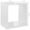 vidaXL Prateleiras parede forma de cubo 4pcs 22x15x22 cm branco brilh.