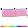 vidaXL Cabeceira suspensa Com luz LED Rosa Tecido