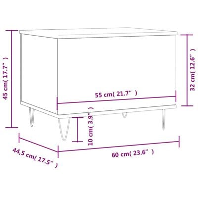 vidaXL Mesa de centro 60x44,5x45 cm derivados de madeira preto