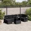 vidaXL 8 pcs conjunto sof&aacute;s de jardim com almofad&otilde;es vime PE preto