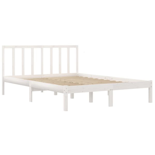 vidaXL Estrutura de cama 160x200 cm madeira de pinho maci&ccedil;a branco