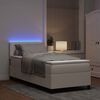 vidaXL Cama Box com luzes de tira LED Creme e Branco 203 x 90 x 88 cm