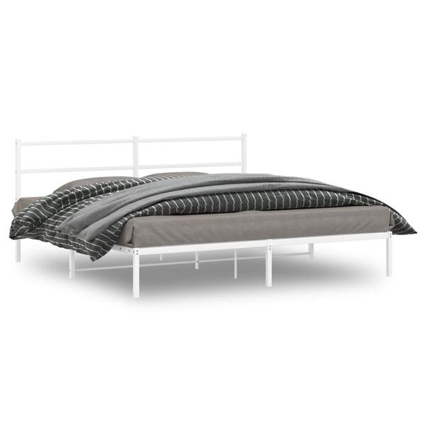 vidaXL Estrutura de cama com cabeceira 180x200 cm metal branco