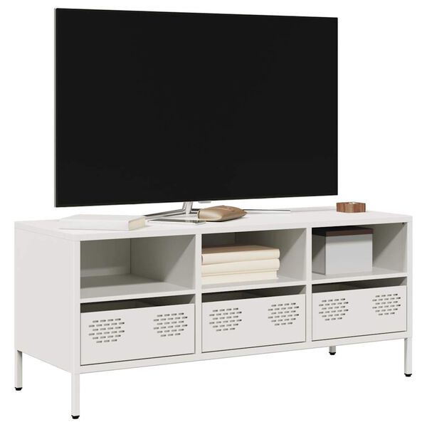 vidaXL M&oacute;vel de TV 101,5x39x43,5 cm a&ccedil;o laminado a frio branco