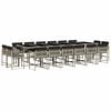 vidaXL 17 pcs conj. jantar jardim c/ almofad&otilde;es vime PE cinzento-claro