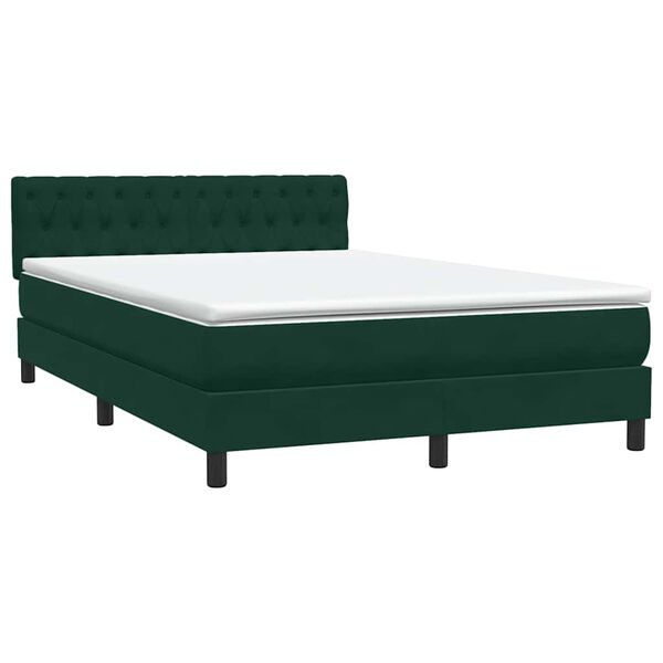 vidaXL Box Cama primavera com Colch&atilde;o Verde Escuro 140x210 cm Veludo