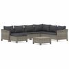 vidaXL 8 pcs conjunto lounge de jardim c/ almofad&otilde;es vime PE cinzento
