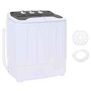 vidaXL M&aacute;quina de Lavar Mini com Duas Cubas 3,6 kg Preto e Branco