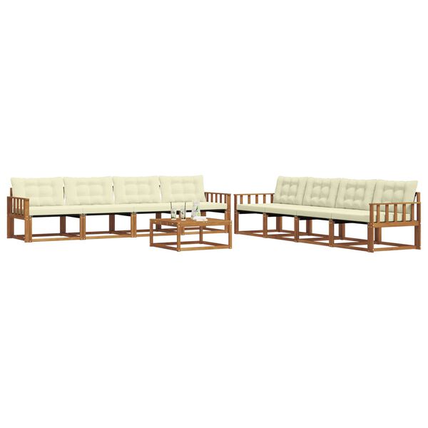 vidaXL Conjunto de Sof&aacute;s para Exterior 9 pcs Natural e Creme