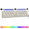 vidaXL Cabeceira suspensa Com luz LED Creme Veludo
