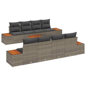 vidaXL Conjunto de Sof&aacute; de Jardim 9 pcs Cinzeto Rattan Sint&eacute;tico