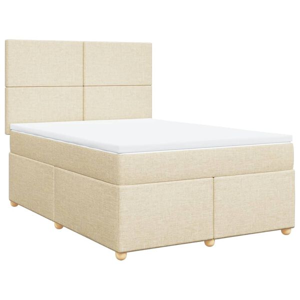 vidaXL Cama com molas/colch&atilde;o 160x200 cm tecido cor creme