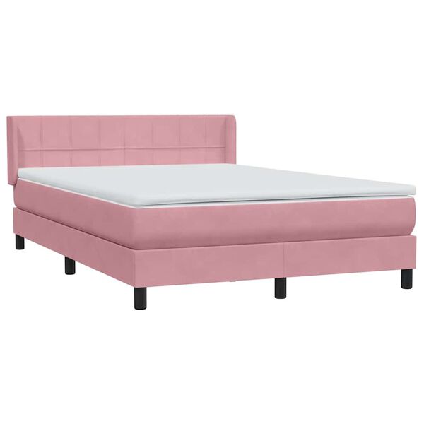 vidaXL Cama box spring com colch&atilde;o 160x210 cm veludo rosa
