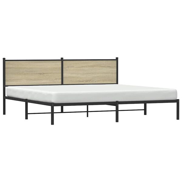 vidaXL Estrutura de cama sem colch&atilde;o 193x203cm metal carvalho sonoma