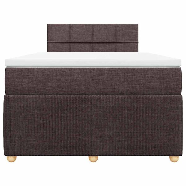 vidaXL Cama boxspring com colch&atilde;o 120x190 cm tecido castanho-escuro