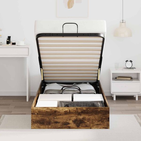 vidaXL Estrutura de Cama Ottoman Carvalho Defumado 193 x 120 x 25 cm