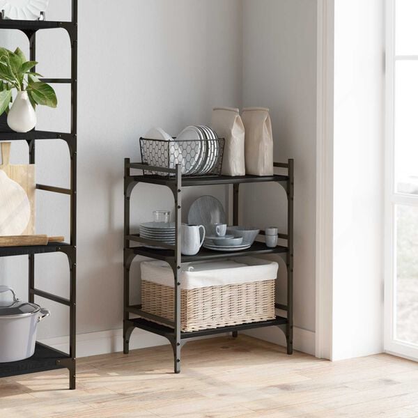 vidaXL Carrinho de Cozinha Carvalho Preto 50 x 35 x 75,5 cm