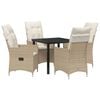 vidaXL Conjunto de Jantar para Jardim 5 unid. Bege vime PE