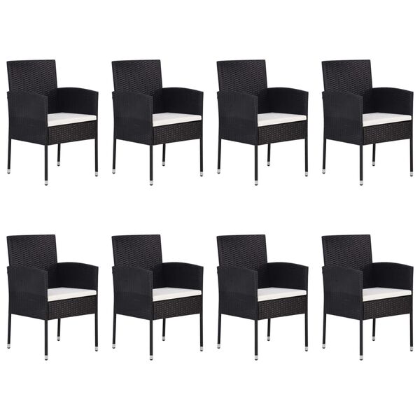 vidaXL 9 pcs conjunto de jantar para jardim vime PE preto