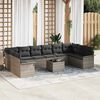 vidaXL Conjunto de Sof&aacute; de Jardim 11 pcs Cinzeto Rattan Sint&eacute;tico