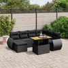 vidaXL 8 pcs conjunto sof&aacute;s de jardim com almofad&otilde;es vime PE preto