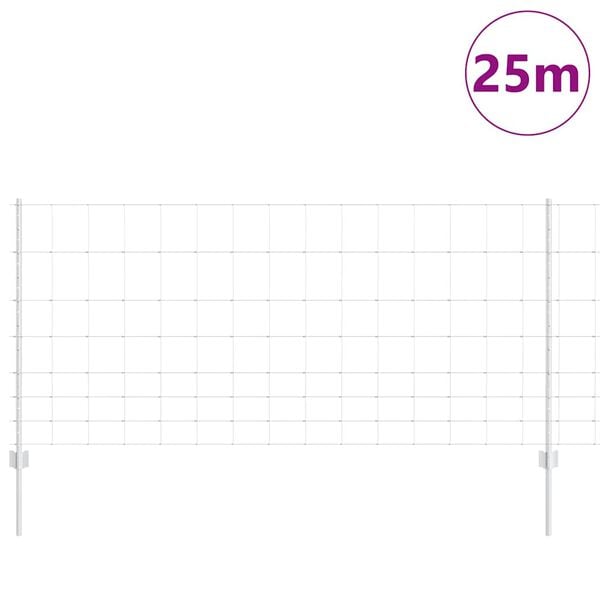 vidaXL Cerca com Poste Prateado 1 x 25 m A&ccedil;o
