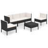 vidaXL 6 pcs conjunto lounge de jardim c/ almofadões vime PE preto