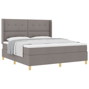 vidaXL Cama Box com cabeceira Cinzento-acastanhado 180 x 200 cm tecido