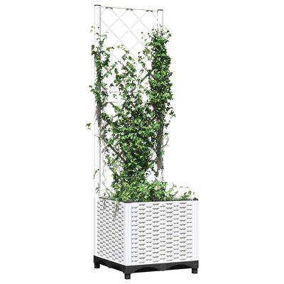vidaXL Vaso/floreira jardim c/ treliça 40x40x136 cm PP branco