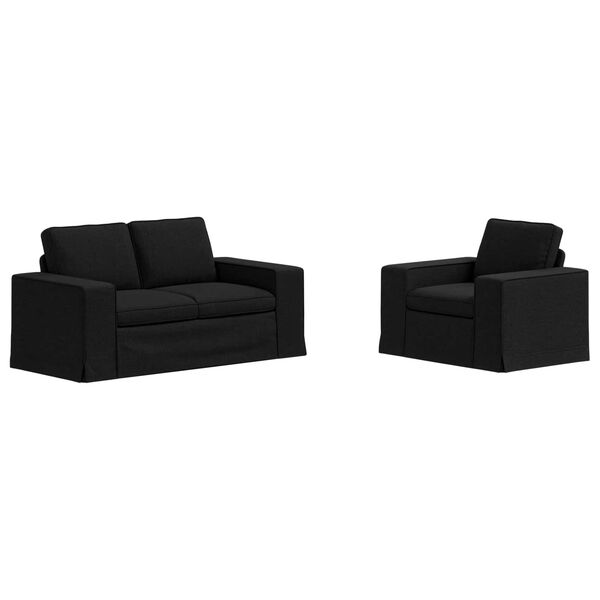 vidaXL Conjunto de Sof&aacute;s 2 pcs Preto 182 x 80 x 82 cm tecido