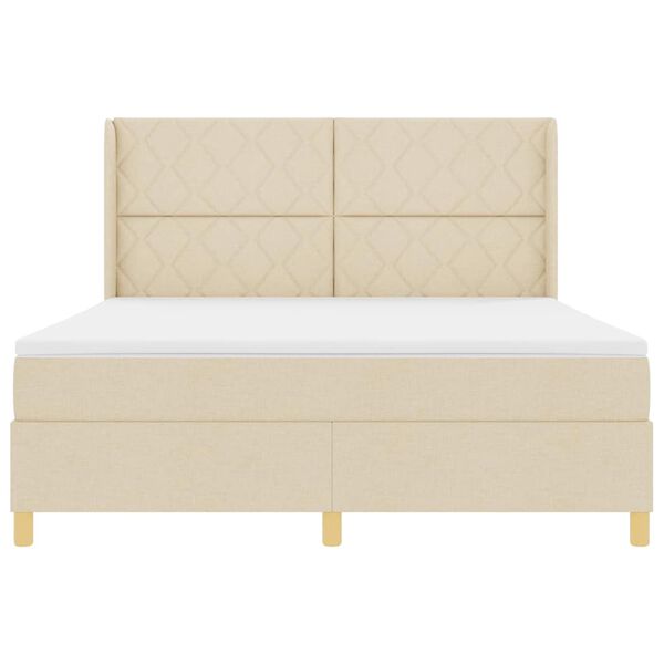 vidaXL Cama Box Spring com colch&atilde;o Creme 180 x 200 cm tecido