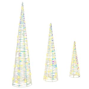 vidaXL &Aacute;rvore de Natal 3 pcs Branco quente 20 x 20 x 80 cm PET
