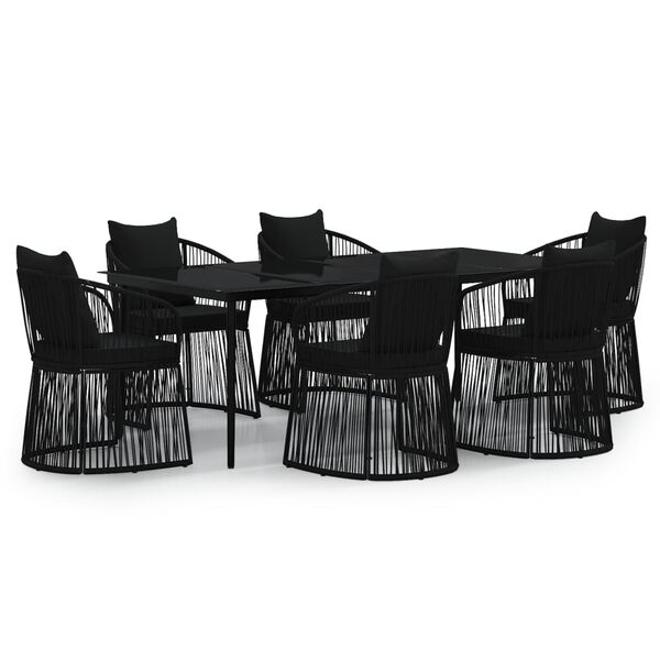 vidaXL 7 pcs conjunto de jantar para jardim com almofad&otilde;es preto