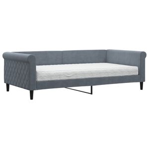 vidaXL Sof&aacute;-cama com colch&atilde;o 100x200 cm veludo cinzento-escuro