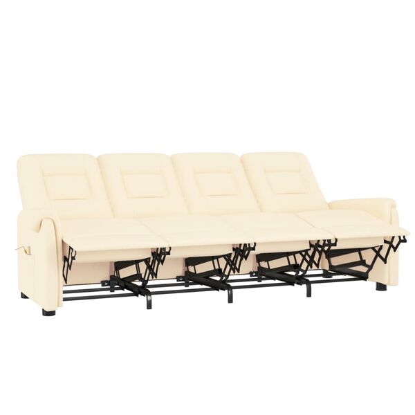 vidaXL Poltrona massagens 4 lug. reclin&aacute;vel couro artificial creme