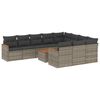 vidaXL 11 pcs conjunto sof&aacute;s de jardim c/ almofad&otilde;es vime PE cinzento