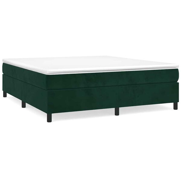 vidaXL Cama com molas/colch&atilde;o 160x200 cm veludo verde-escuro